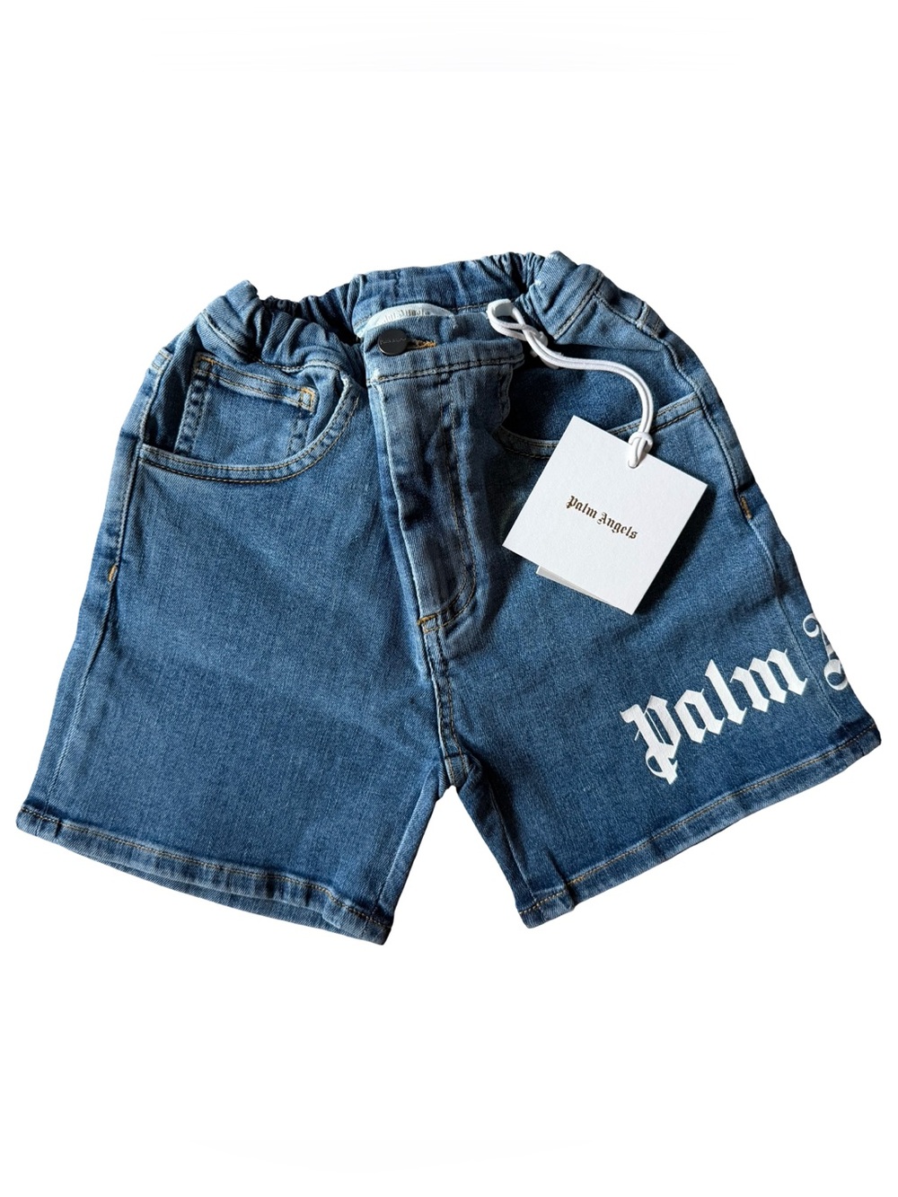 Palm Angels Blue Denim Logo Shorts NWT